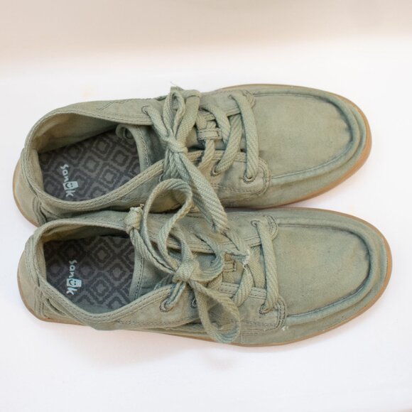 Sanuk Women’s Vee Canvas Shoe Green/Khaki Size 7 - Picture 4 of 7